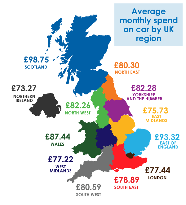 average-monthly-spend-on-car-by-uk-region